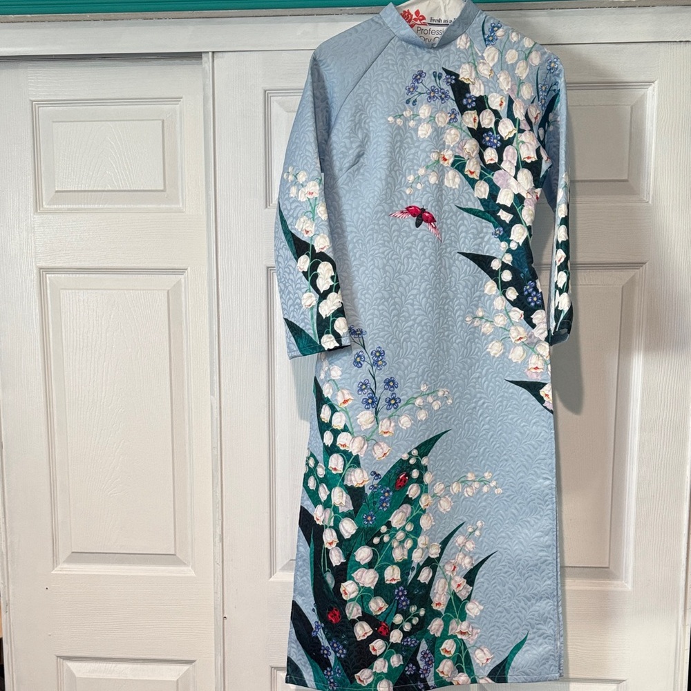 Floral Blue Ao Dai